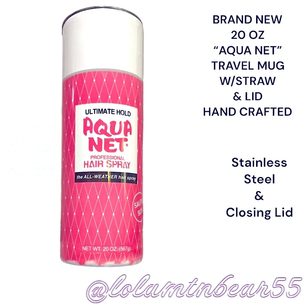 BRAND NEW HANDMADE THERMAL INSULATED SLIM TRAVEL MUG W/STRAW “”AQUA NET” 20oz_8